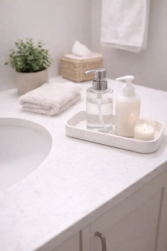 Countertops minimal -organize small guest bathroom
